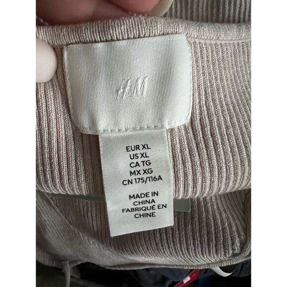 NWT H&M Women's Ribbed Knit Strappy Tank Top Sleeveless Cream Tan Size XL - Picture 6 of 10